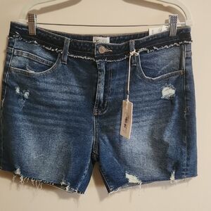 KanCan High Waist Distressed Denim Shorts Size 15/31
